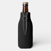 Minimale witte kat op zwart, voeg naam toe flesjeskoeler (Fles Achterkant)