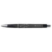 Minimale witte kat op zwart, voeg naam toe pen (Voorkant)
