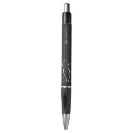 Minimale witte kat op zwart, voeg naam toe pen