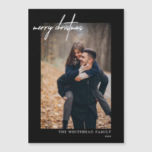 Minimale witte kerst met zwarte kerstkaart