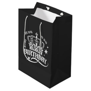 Minimale Witte Kroon Verjaardag Typography Zwart Medium Cadeauzakje