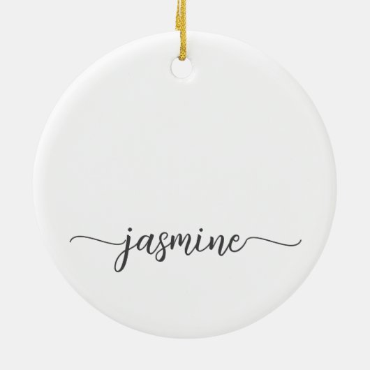 Minimale witte meisjesachtige monogram naam script keramisch ornament (Achterkant)