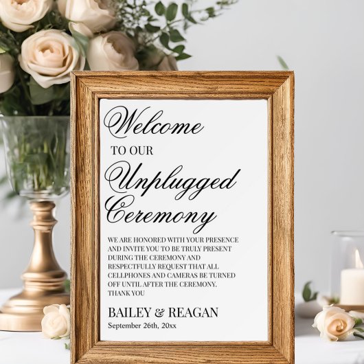 Minimale witte ontkoppelde ceremonie bruiloft poster