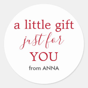 Minimale Witte Rode Tekst voor Gift Ronde Sticker