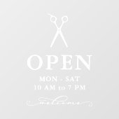 Minimale Witte Schaar Welkom Openingsuren Ramen C Raamsticker (Vel)