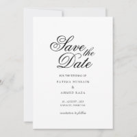 Minimale witte script Moslim save the date kaart