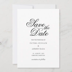 Minimale witte script Moslim save the date kaart