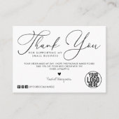 Minimale Witte Zwarte Manuscript Klant Dank u Visitekaartje (Voorkant)