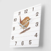 Minimale Wren Bird Home Decor Wall Clock Vierkante Klok (Hoek)
