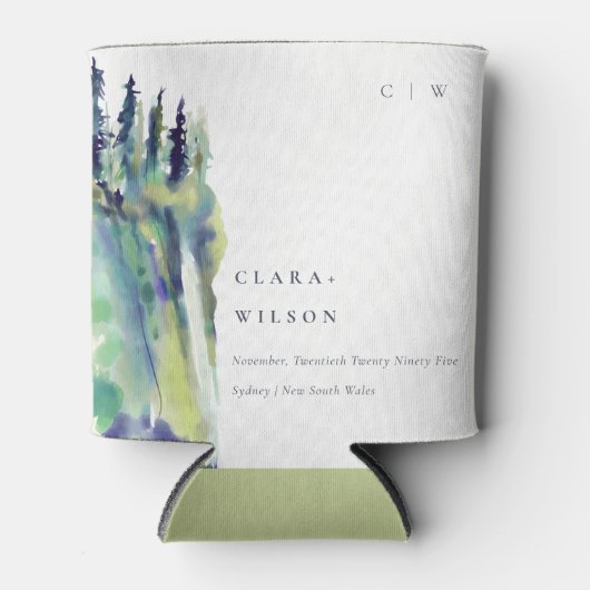 Minimale Zacht Pijn Boom Landschap Weddenschap Blikjeskoeler (Voorkant)