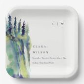 Minimale Zacht Pijn Boom Landschap Weddenschap Papieren Bordje (Voorkant)