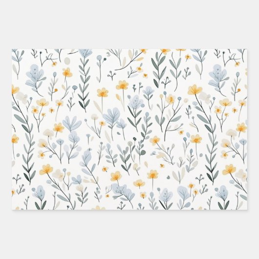 Minimale Zachte Kleurrijke Tuin Wildbloemenkwekeri Inpakpapier Vel (Voorkant)