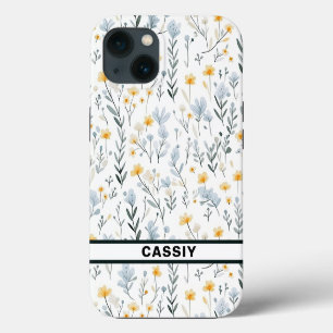 Minimale zachte kleurrijke tuin wilde bloemen kwek iPhone 13 hoesje