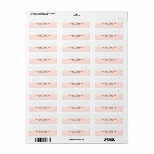 Minimale zachte roze en witte penseelstreek etiket (Full Sheet)