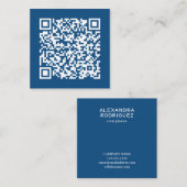 Minimale  zakelijke QR-code blauw Vierkante Visitekaartje (Voorkant / Achterkant)