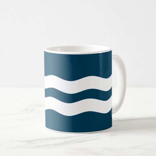 Minimale Zee Waves Nautical Coastal Koffiemok (Voorkant rechts)