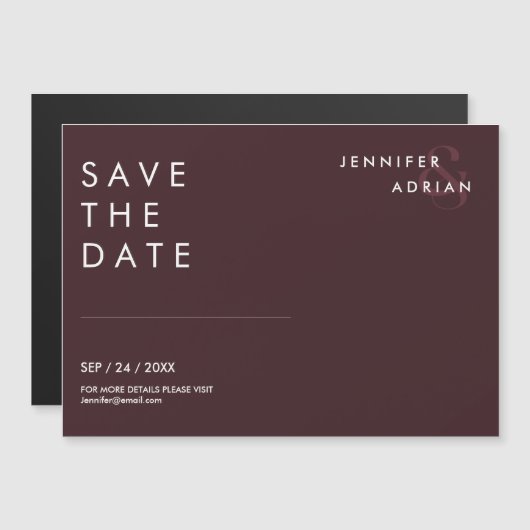 Minimale zegelbruine moderne bruiloft bespaart de (Voorkant / Achterkant)