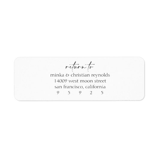 Minimale zendbrief voor retournering etiket (Voorkant)