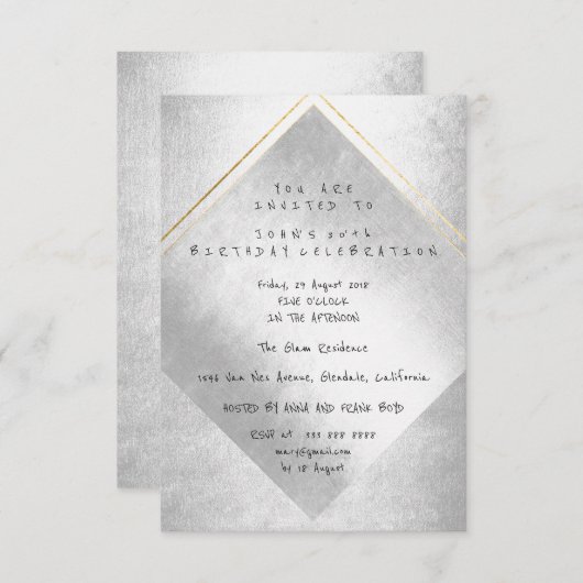 Minimale Zilver Goud Lijst op zaterdag Kaart (Voorkant / Achterkant)