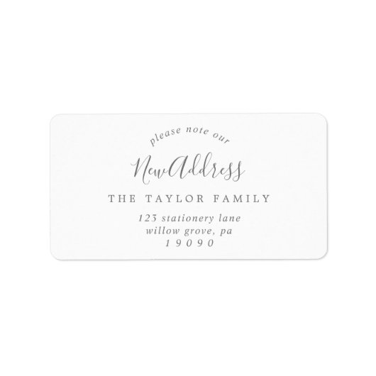Minimale zilver Let op ons nieuwe adres Etiket (Voorkant)