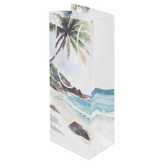 Minimale zomervakantiebestemming wijn cadeautas (Achterkant Gekanteld)