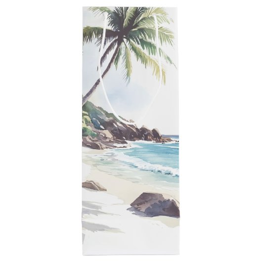 Minimale zomervakantiebestemming wijn cadeautas (Achterkant)