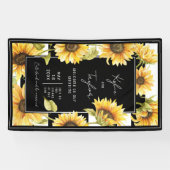 Minimale zonnebloem Black White Stripe Wedding Spandoek (Horizontaal)