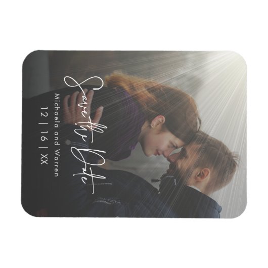 Minimale zonnefoto's Opslaan Briefkaart datum Magneet (Horizontaal)