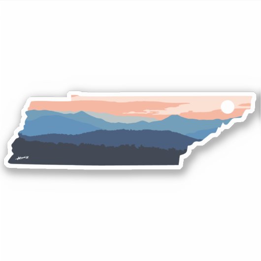 Minimale zonsondergang Tennessee Sticker (Voorkant)