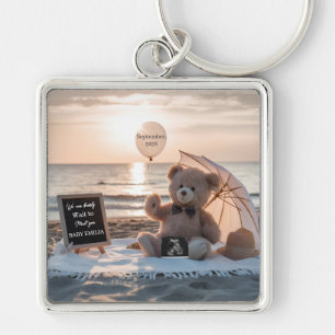 Minimale zwangerschapsaankondiging Eenvoudig babys Sleutelhanger