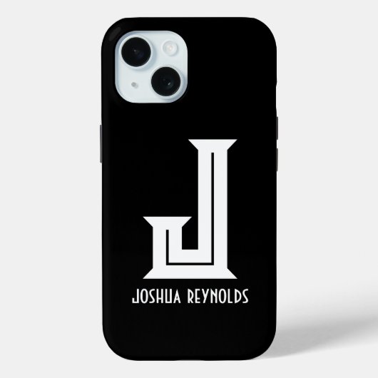 Minimale zwart monogram Case-Mate iPhone case (Achterkant)