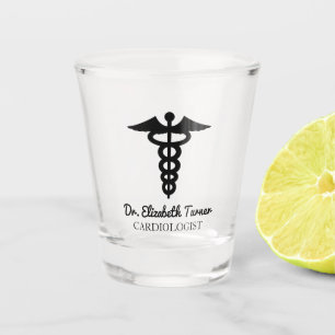 Minimale Zwart Wit Aangepaste naam Doctor Caduceus Shot Glas