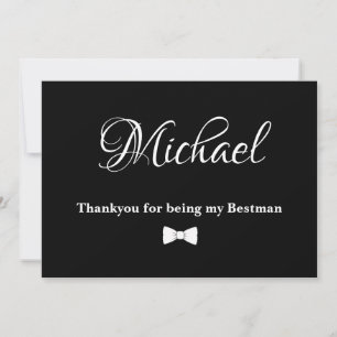 Minimale zwart-wit bestman bedankkaart
