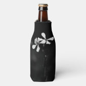 Minimale zwart-wit bloemen flesjeskoeler (Fles Voorkant)