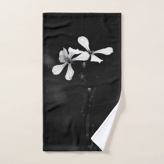 Minimale zwart-wit bloemen handdoek (Handdoek)