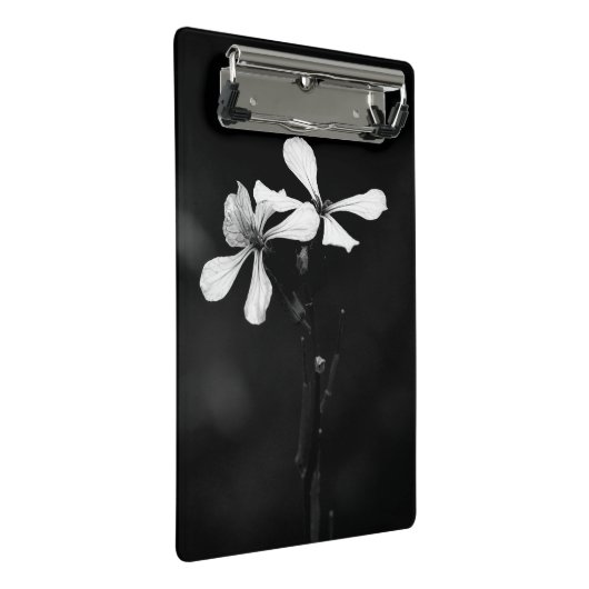 Minimale zwart-wit bloemen mini klembord (Schuin)