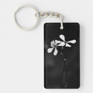 Minimale zwart-wit bloemen sleutelhanger