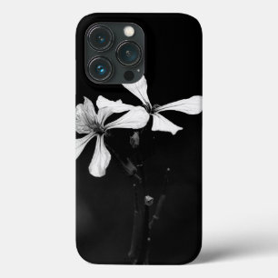 minimale zwart-wit bloemmotief iPhone 13 pro hoesje