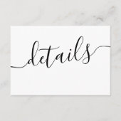 Minimale zwart-wit bruiloft details informatiekaartje (Voorkant)