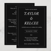 Minimale zwart-wit bruiloft kaart (Voorkant / Achterkant)