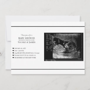 Minimale zwart-wit- echografie foto baby shower kaart
