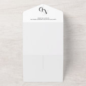 Minimale zwart-wit eenvoudige bruiloft all in one uitnodiging (Buitenkant)