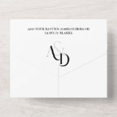 Minimale zwart-wit eenvoudige bruiloft all in one uitnodiging (Achterkant)