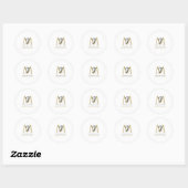 Minimale Zwart Wit Goud Monogram Naam Ronde Sticker (Vel)