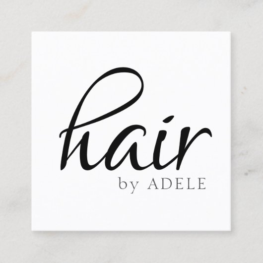 Minimale zwart wit haar stylist vierkante visitekaartje (Voorkant)