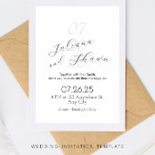 Minimale zwart-wit huwelijksuitnodiging kaart