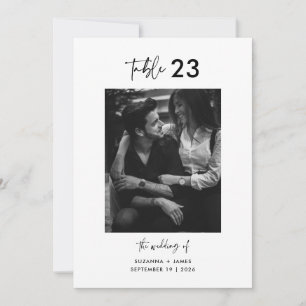 Minimale Zwart Wit Kalligrafie Tafelnummerkaart Kaart