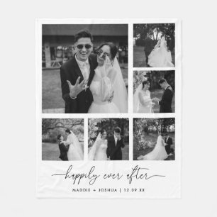 Minimale Zwart & Wit Koppel Foto Collage Fleece Deken