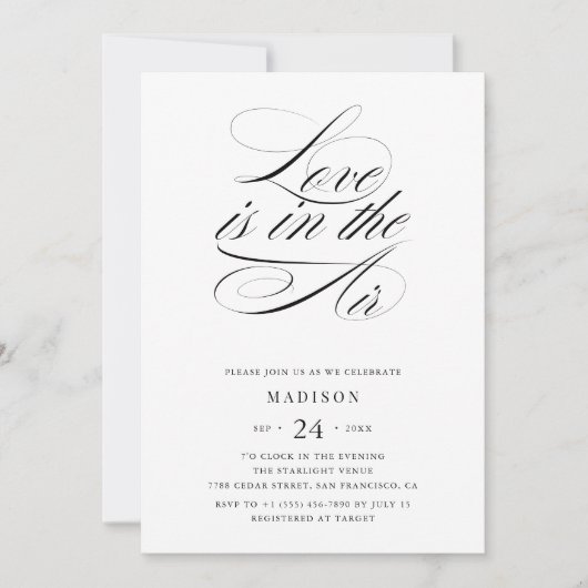 Minimale zwart-wit liefde in de lucht Vrijgezellen Kaart (Voorkant)