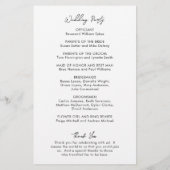 Minimale zwart-wit moderne bruiloft programma (Achterkant)